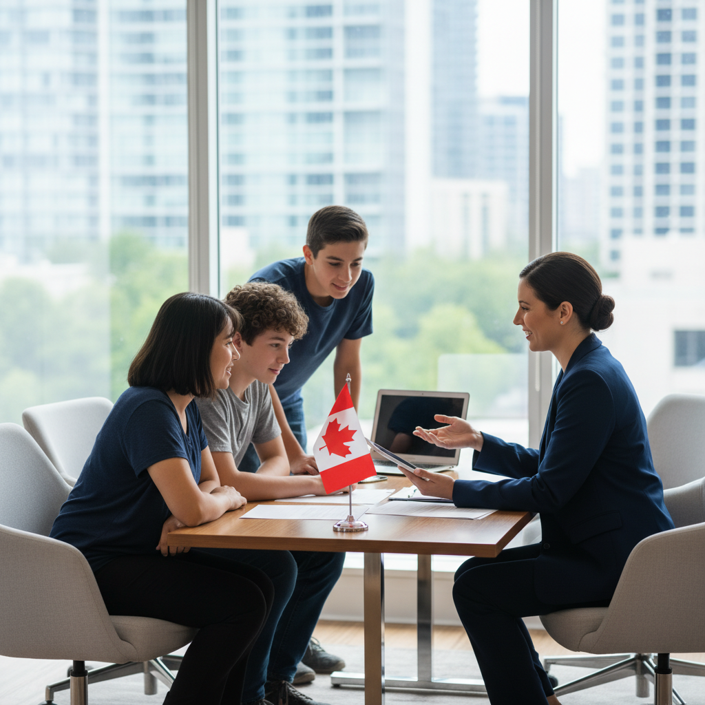 Mississauga immigration consultant meeting with a family to review the Canada PR checklist steps before final submission