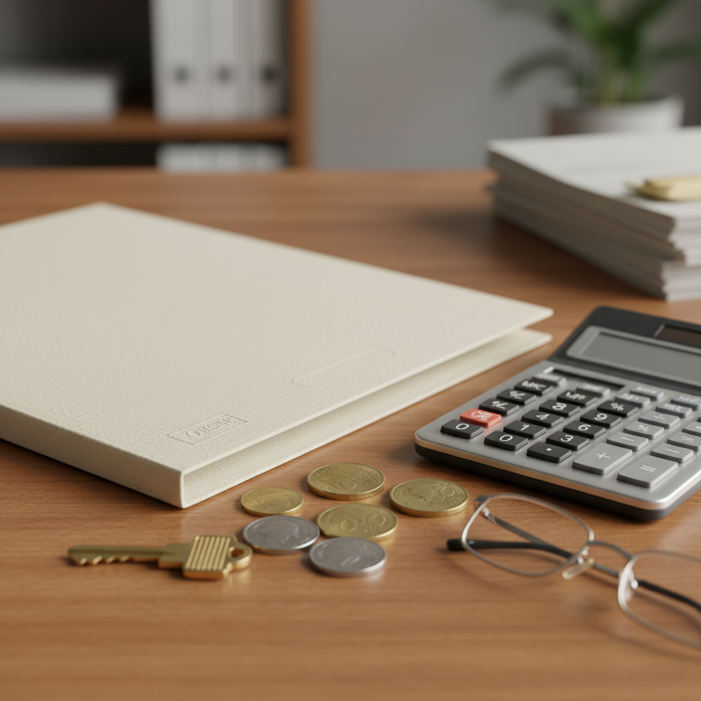 Close-up of Australian mortgage application essentials with calculator, coins, key, and glasses illustrating Australian mortgage market trends 2024 tools and documentation