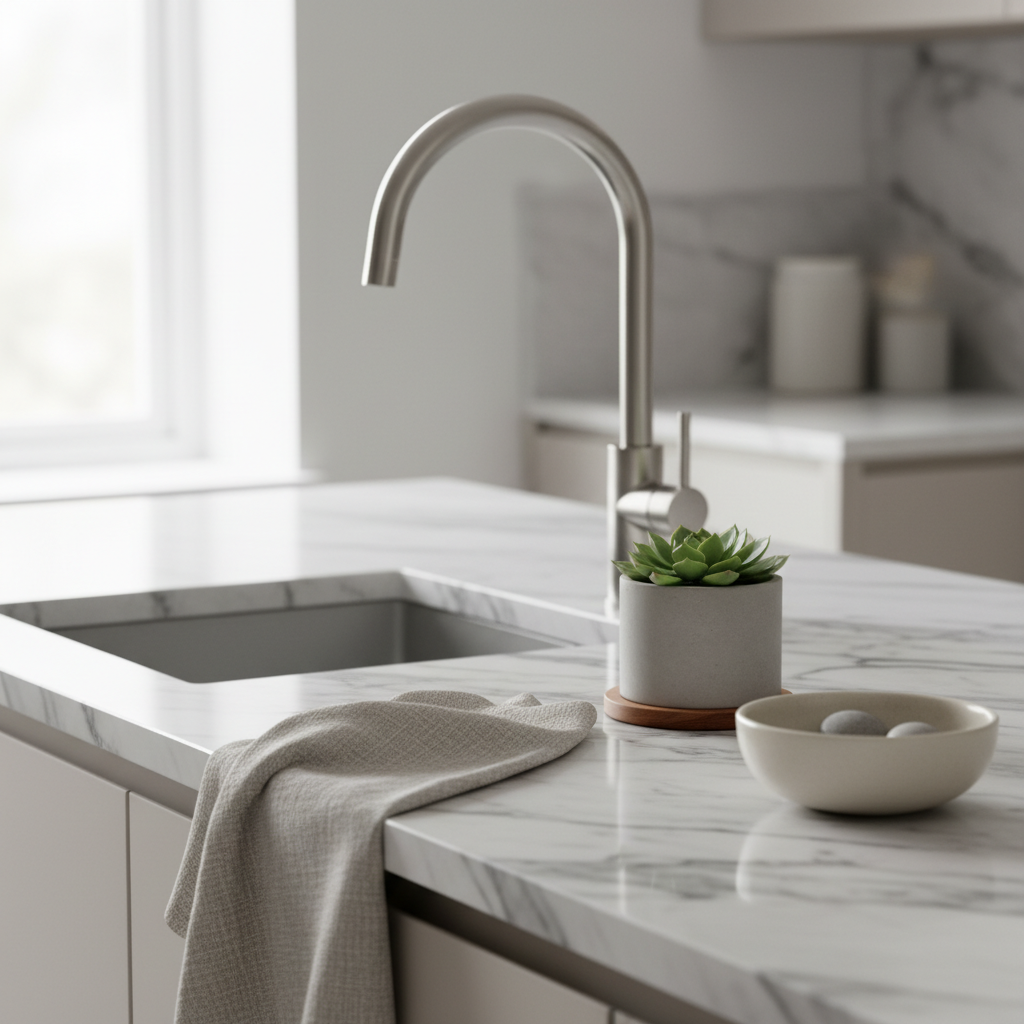 Staged kitchen detail supporting a Brampton home pricing strategy launch with premium presentation