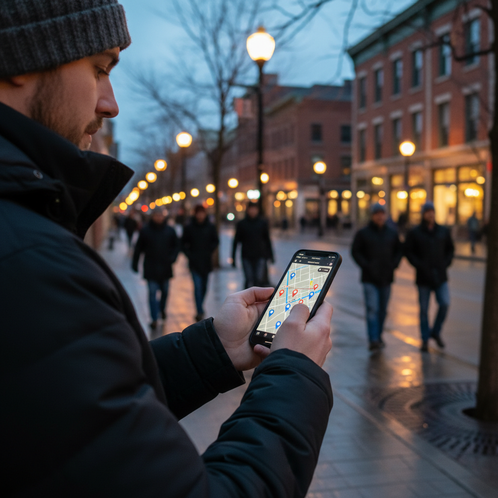 Person holding a smartphone map with clinic pins in Ontario, showing how to find methadone clinics near my location fast