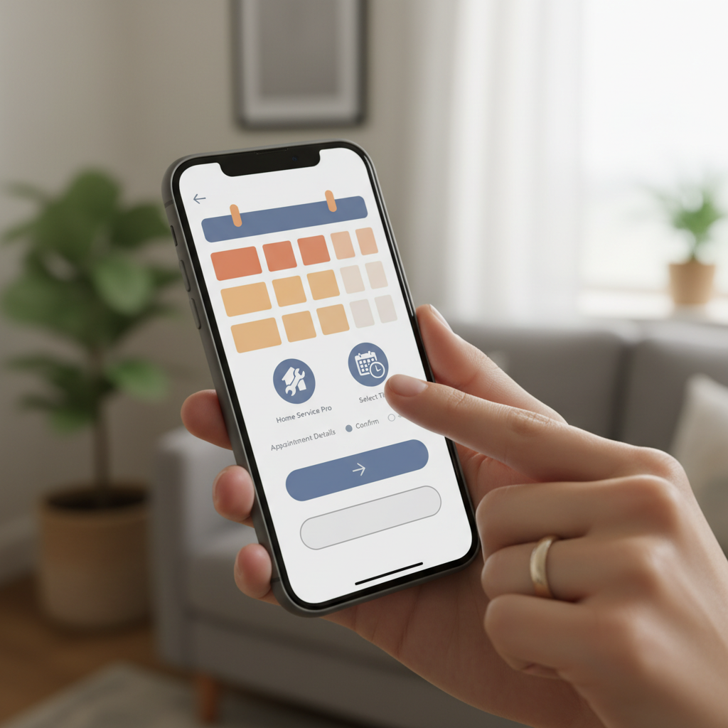 Scheduling an appointment with a verified pro in the Houseup app to find home service professionals