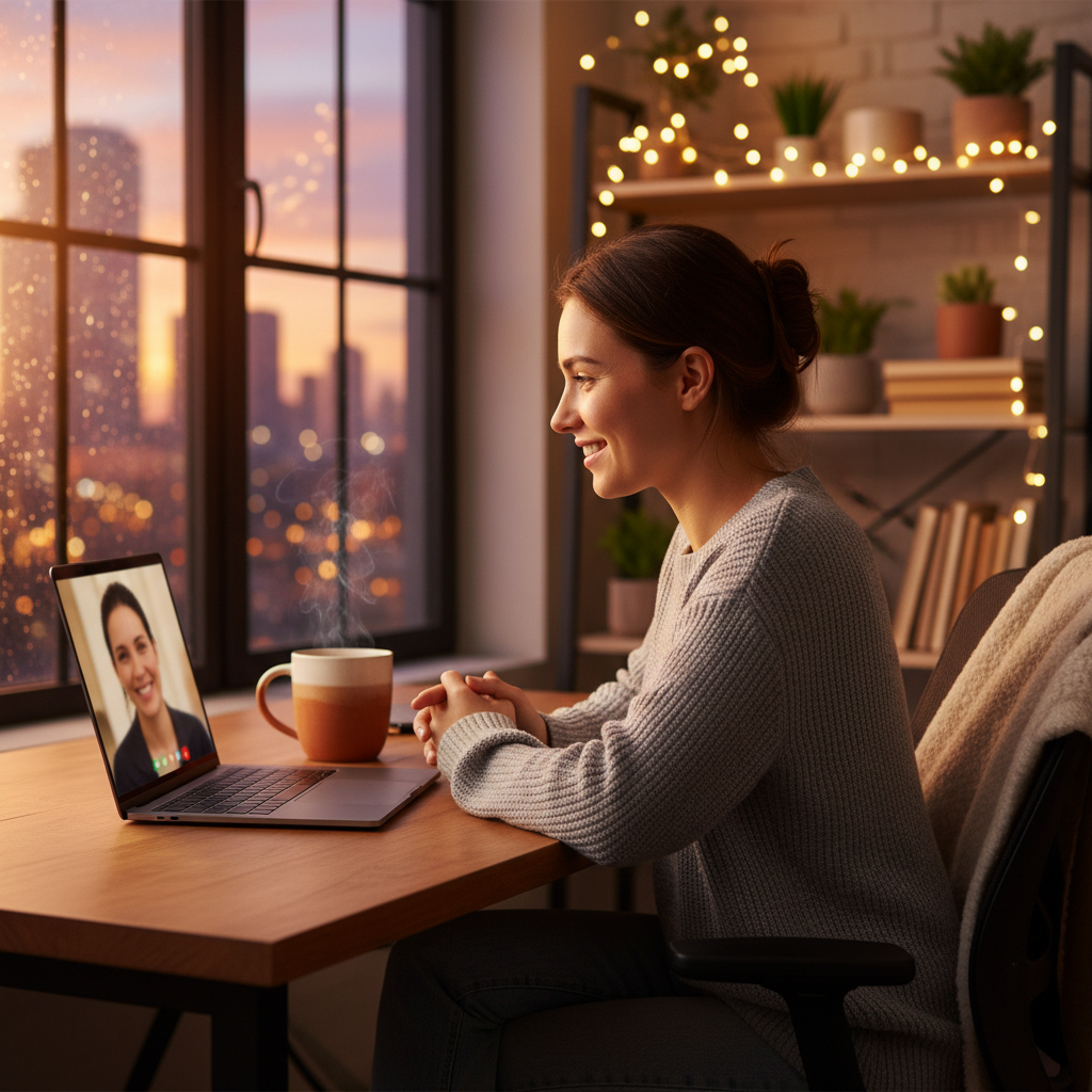 Entrepreneur on a call with a Toronto advisor reviewing MERX and CanadaBuys registration steps