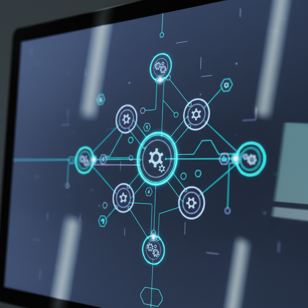 Close-up of AI automation workflow nodes illustrating WordPress SEO automation pipeline