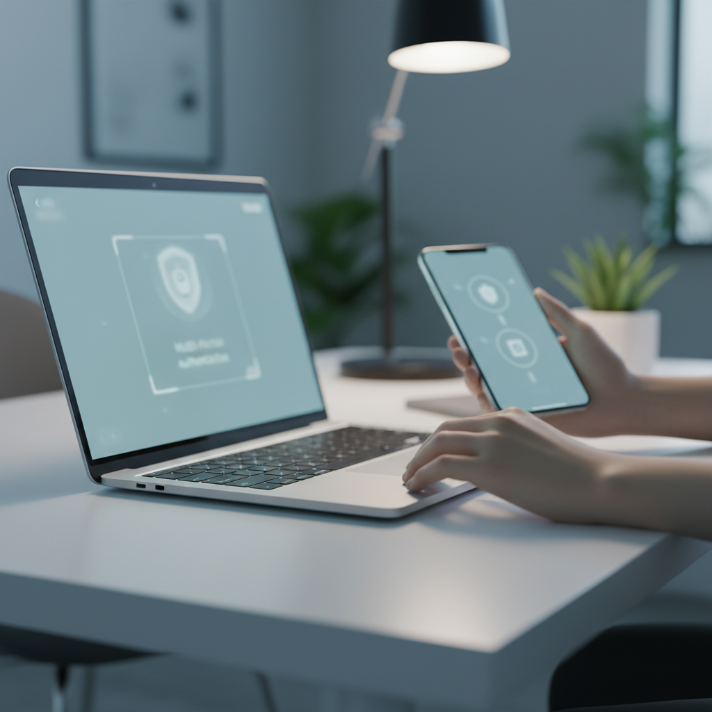 Close-up of CanadaBuys registration support process showing secure sign-in steps on laptop and phone, representing supplier onboarding and validation