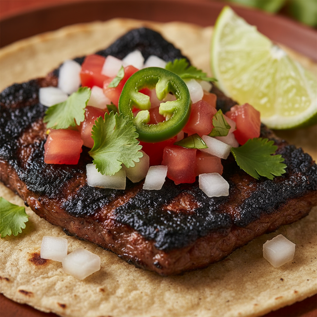 Close-up carne asada taco with cilantro and lime illustrating Mexican food pairing suggestions