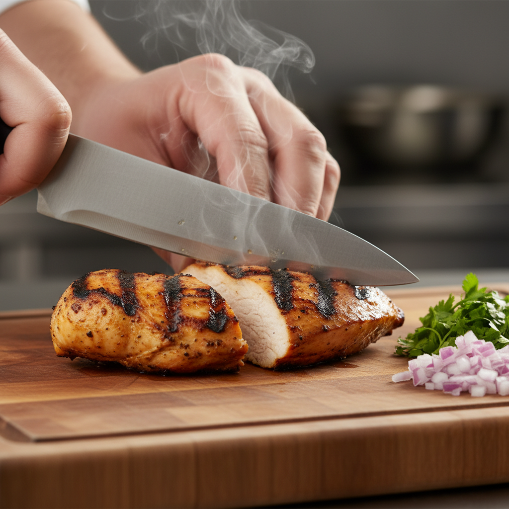 Close-up of grilled chicken for Mexican takeout showing grill marks, ideal for La Rio’s Mexican restaurant takeout guide