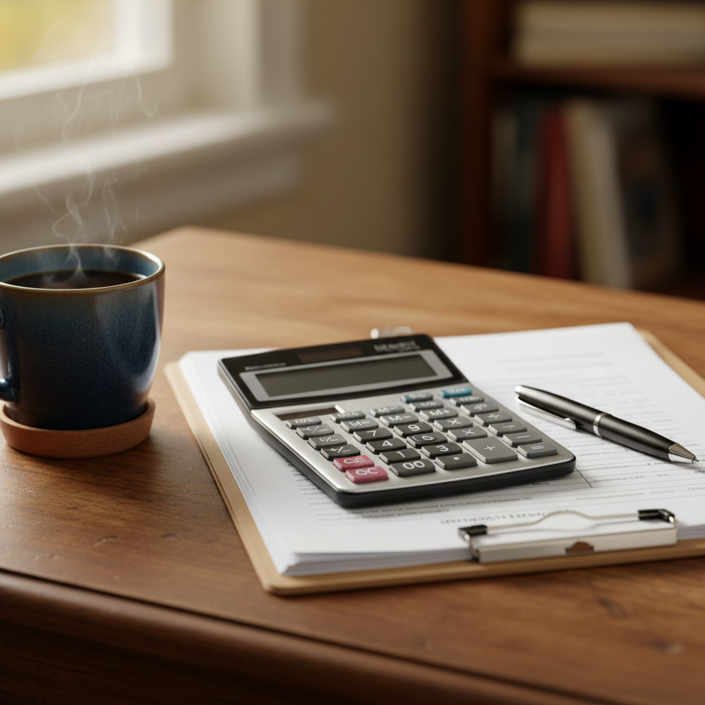 Close-up refinance paperwork and calculator illustrating mortgage refinance quotes comparison