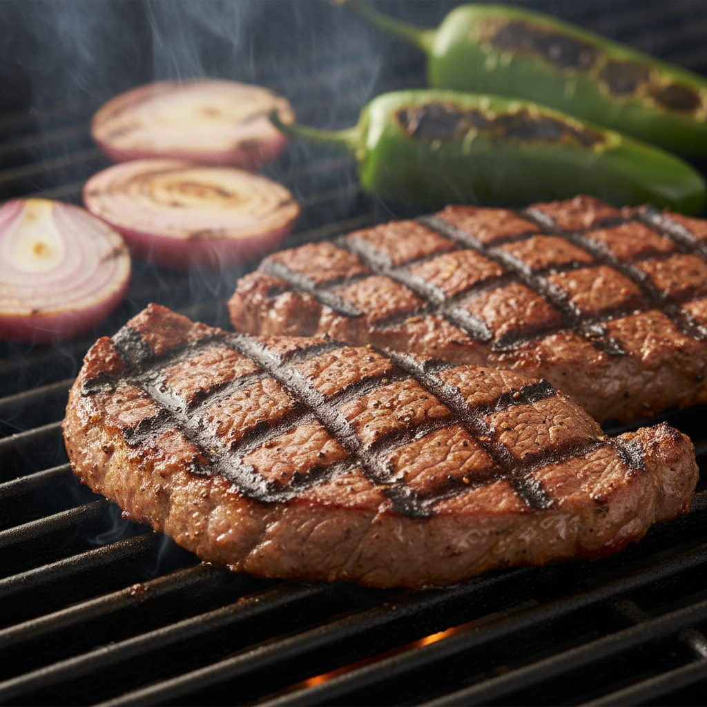 Carne asada grilling close-up for Mexican cuisine at casual gatherings in Toronto