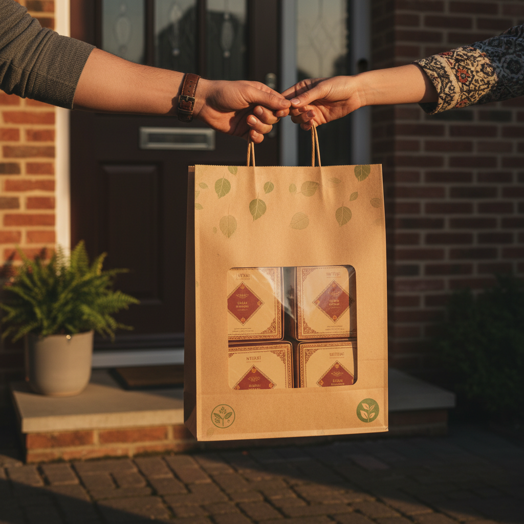 Brampton mithai delivery handoff scene for online mithai ordering convenience tips