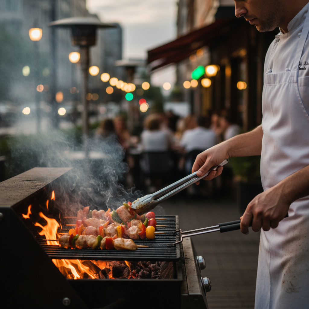 Chef grilling lean chicken and mixed peppers for a heart-friendly Mexican meal at La Rio’s Mexican Grill
