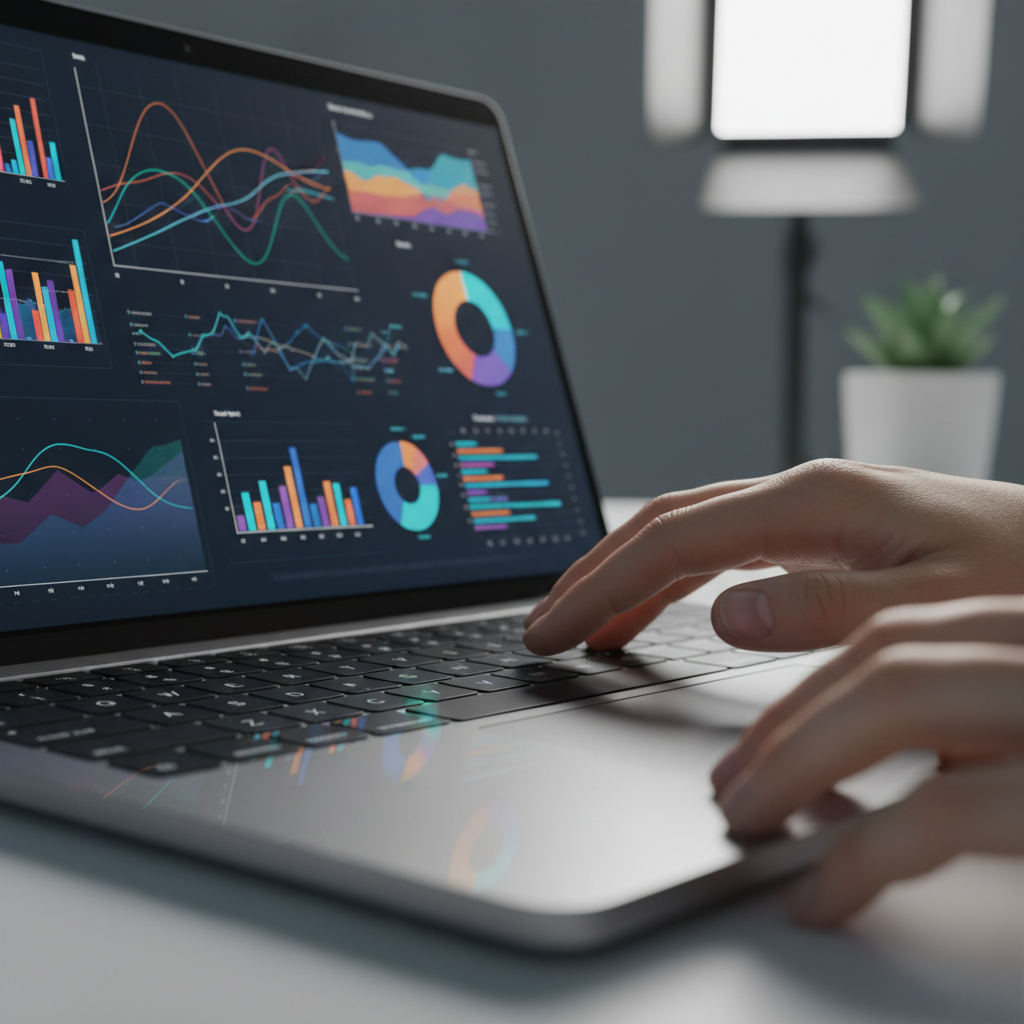 Close-up of analytics-style graphs while optimizing Shopify blog SEO performance