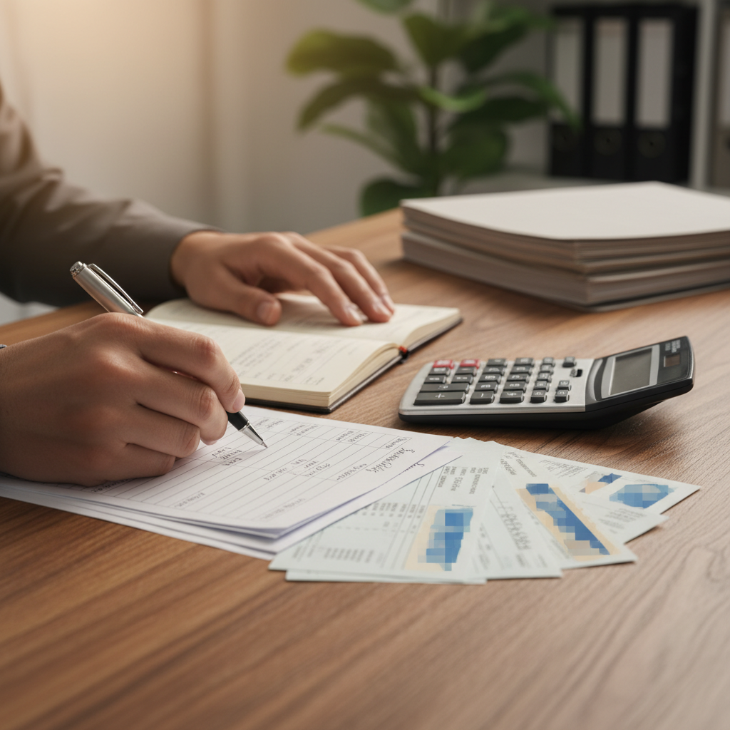 Detail view of payroll reconciliation desk setup preventing payroll processing errors