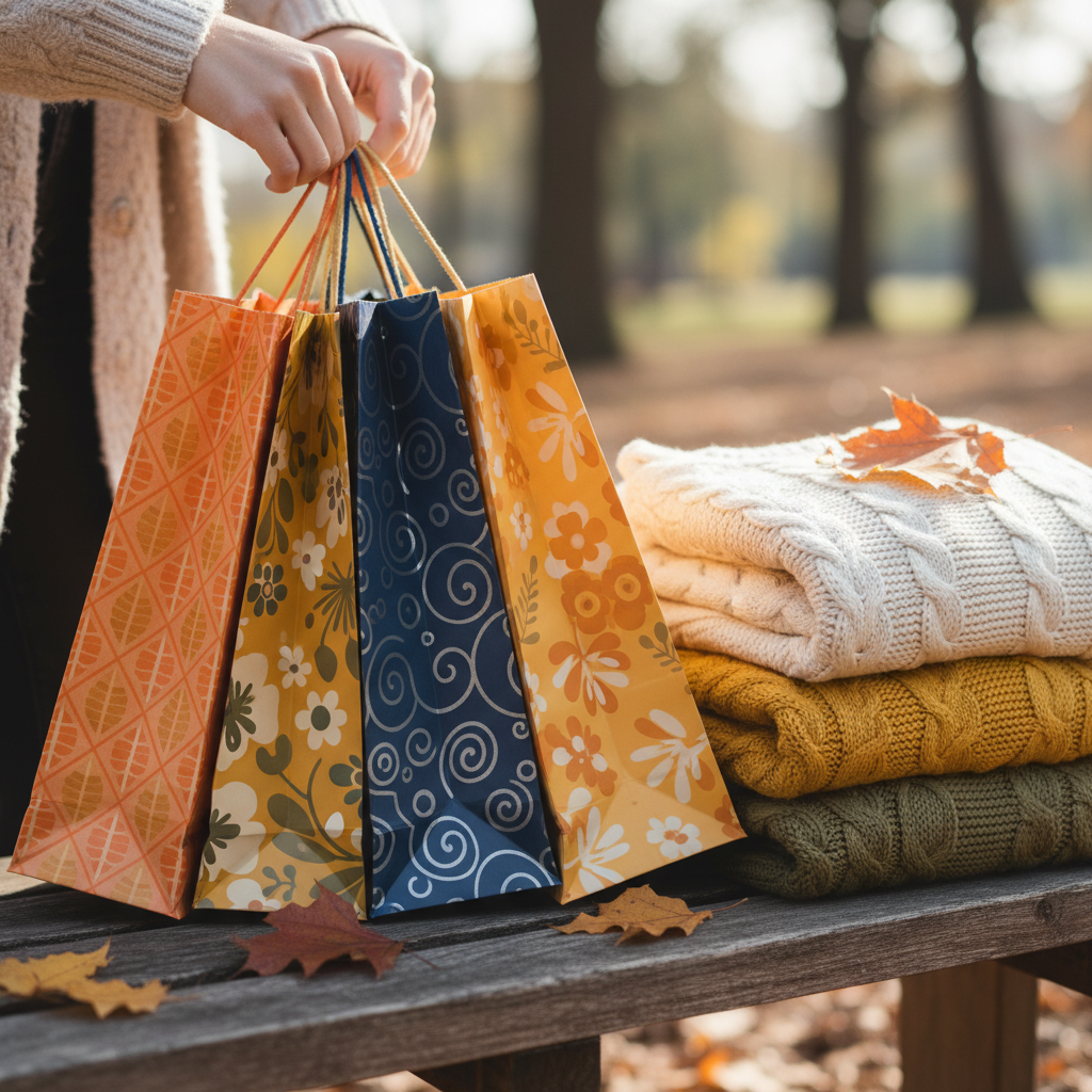 Shopping bags close-up for a North Conway outlet weekend near Briarcliff Motel
