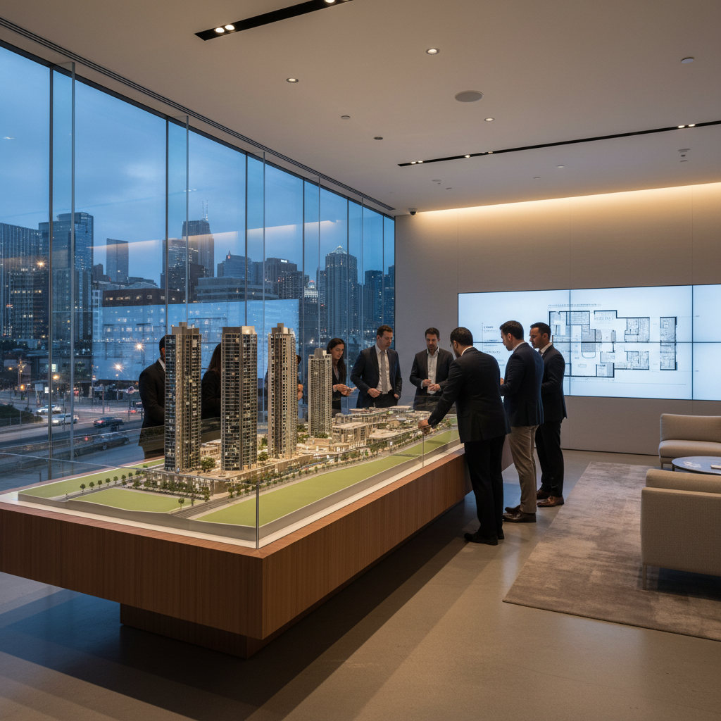 GTA off-market real estate deal alerts: condo sales gallery scene with early access discussions