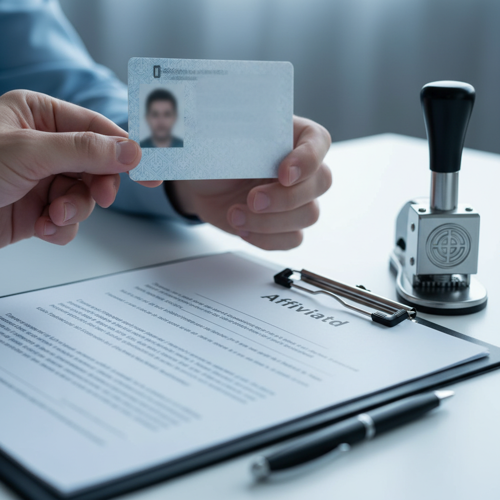 Close-up of ID and unsigned affidavit prepared for Ontario notary commissioning, illustrating notarized affidavit requirements
