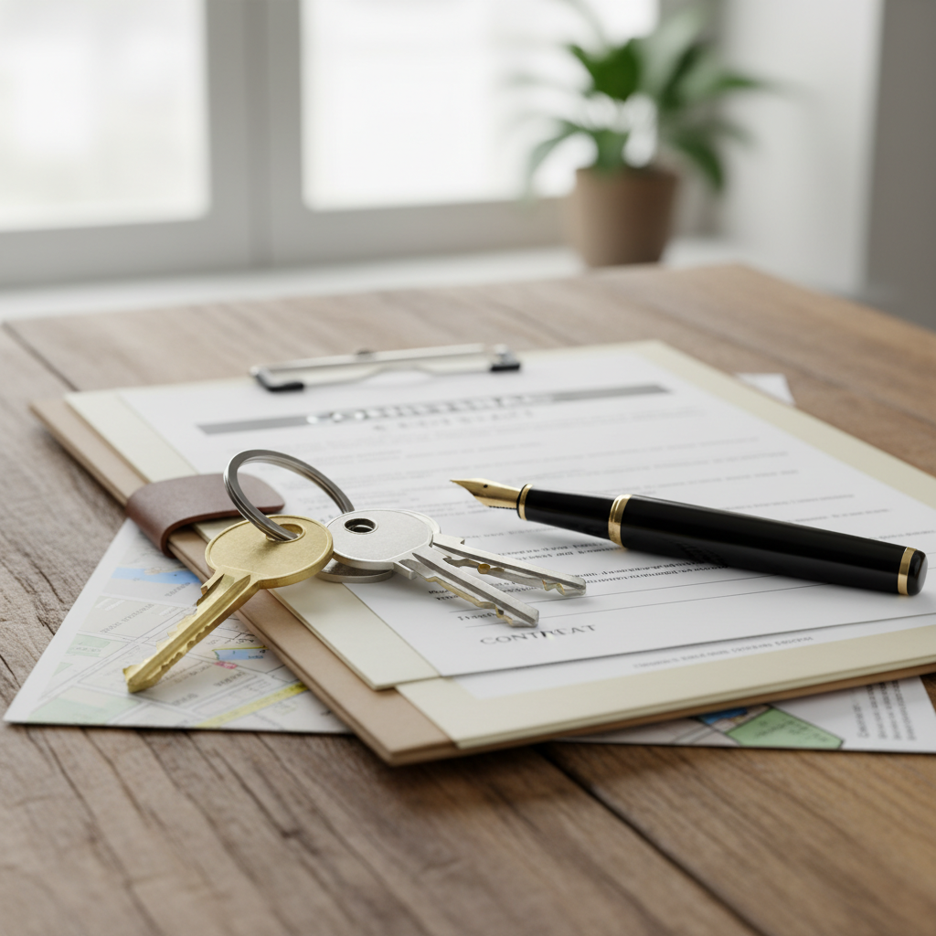 Close-up of keys and listing paperwork illustrating seller representation benefits and organized home sale process