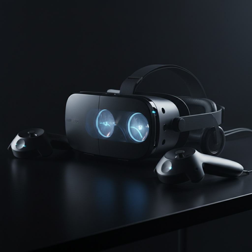 HTC Vive Pro headset and motion controllers used for VR horror games at The Next Level in London, Ontario