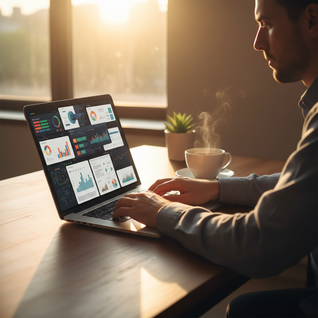 Side-angle photo of a website audit scene symbolizing technical steps in a content optimization strategy