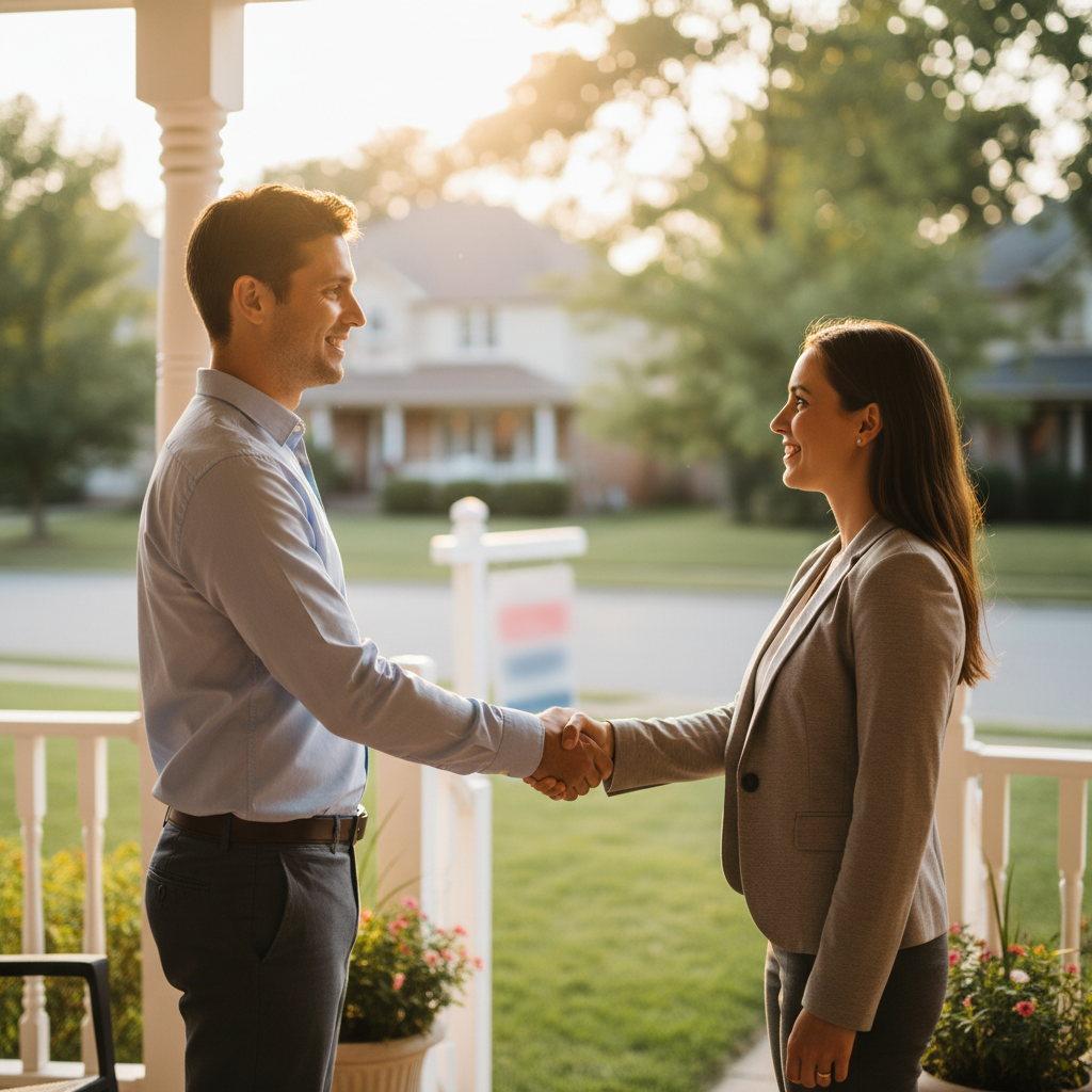 Homebuyer shaking hands with agent after a successful real estate negotiation in the GTA