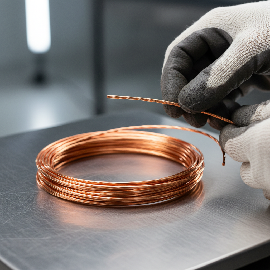 Close-up of bare bright copper wire prepared for sale at a scrap yard, clean and coiled for best grading when you sell scrap copper