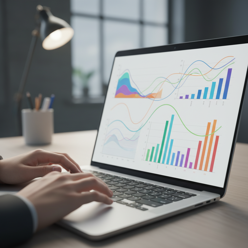 Close-up of hands reviewing SEO graphs in an AI-powered SEO automation workflow
