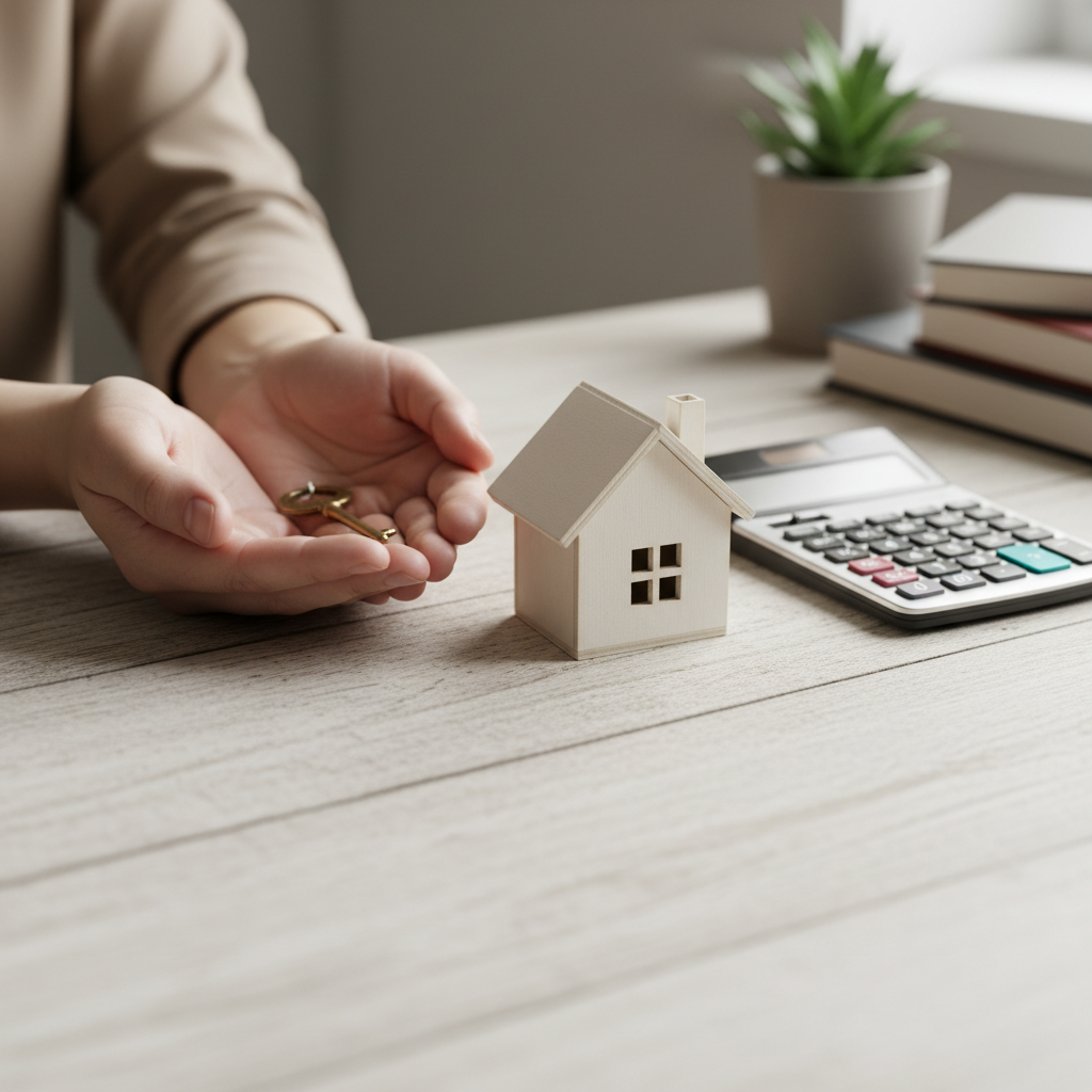 Close-up of keys, a miniature house, and a calculator — budgeting to avoid home buying mistakes in the GTA
