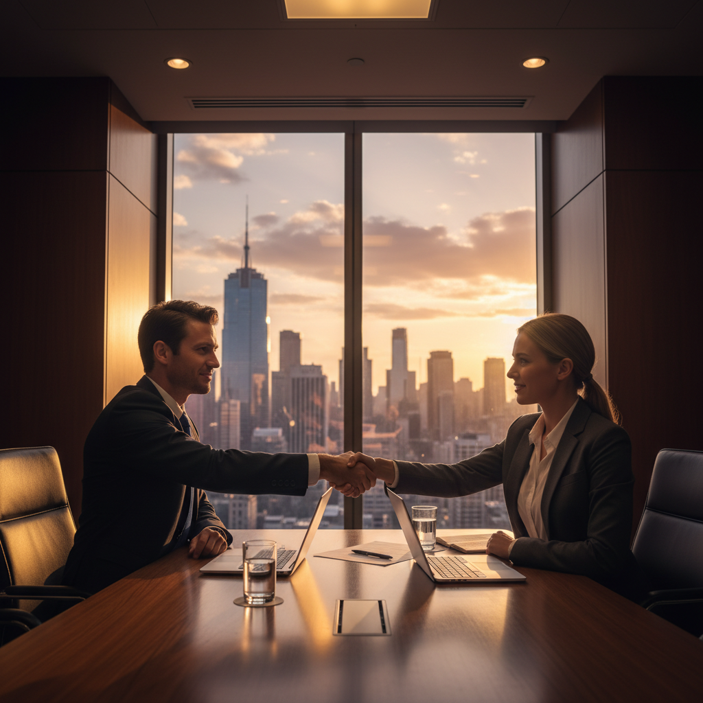 Cross-border business meeting scene symbolizing US LLC formation for Canadians in Toronto