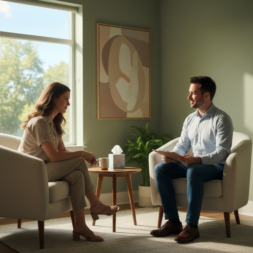Counseling visit in a community health service clinic supporting long-term recovery