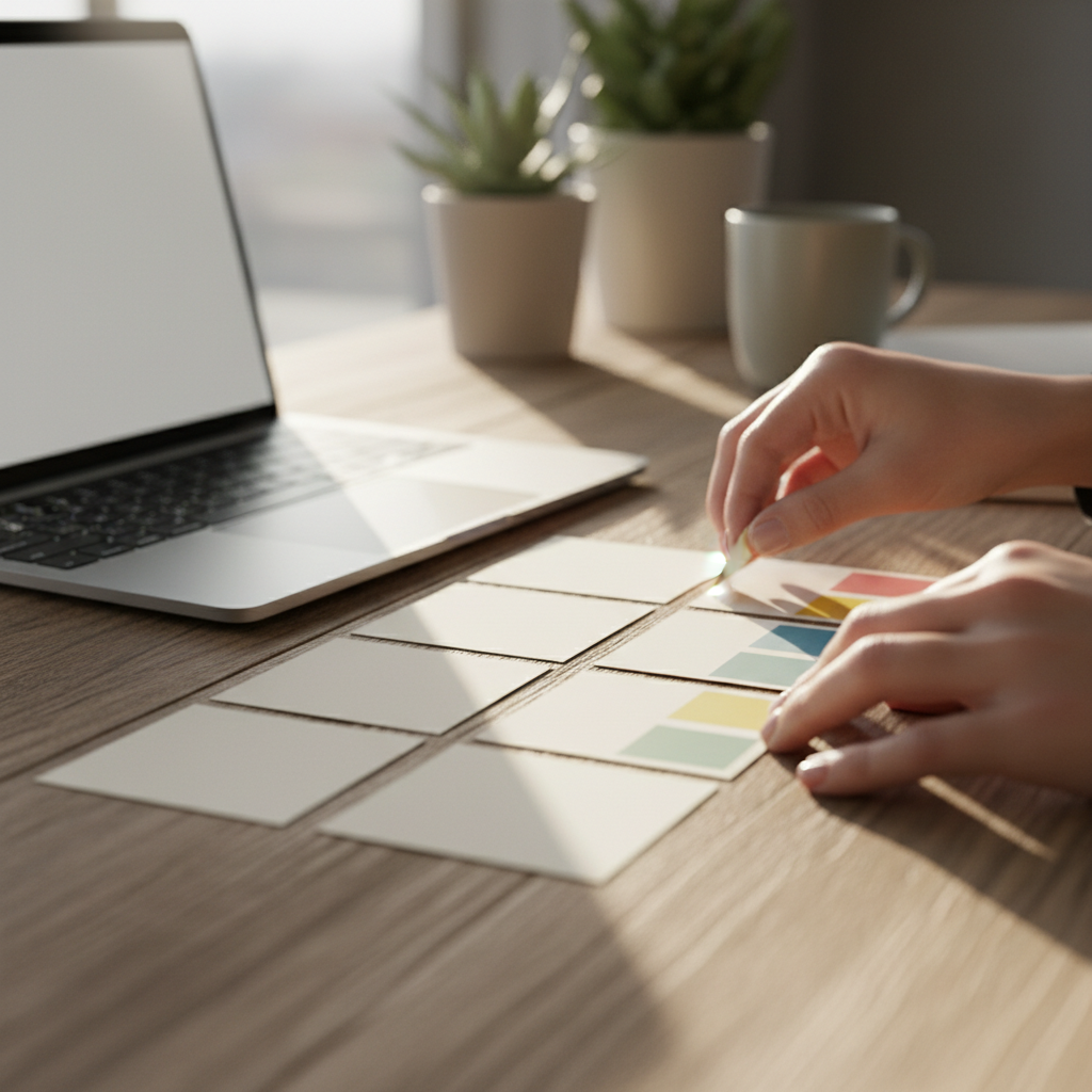 Close-up of SEO content workflow cards and planning visuals representing automated SEO content services pipeline