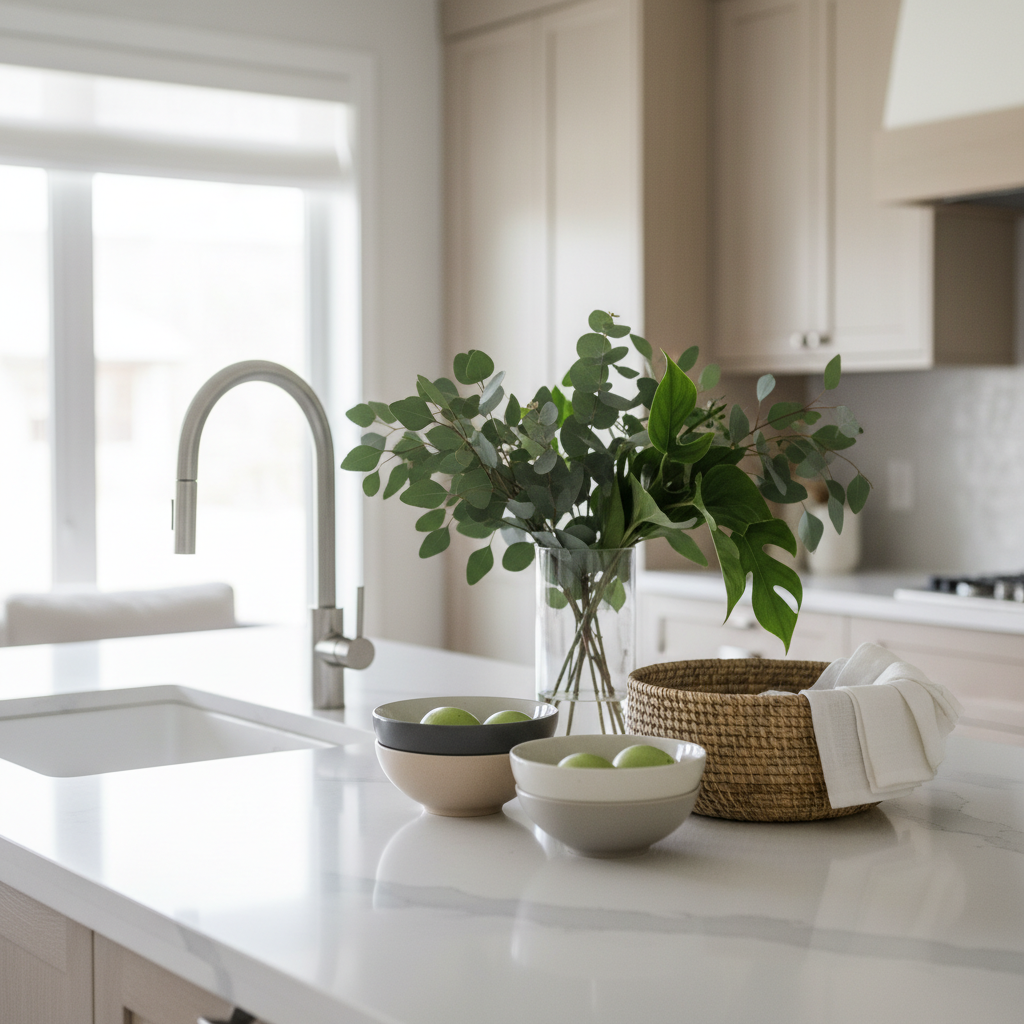 Staged modern Brampton kitchen detail supporting home pricing and presentation