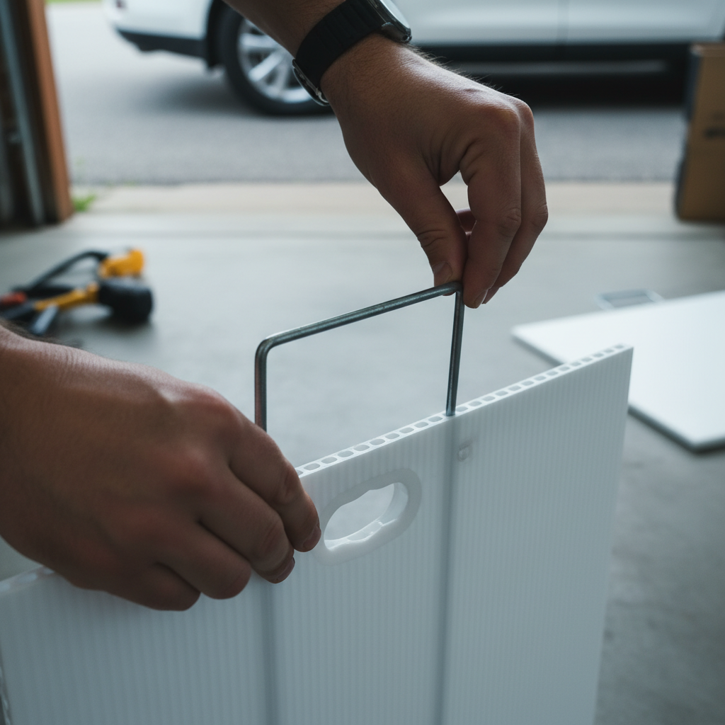 Close-up of assembling an H-stake and corrugated plastic open house sign, part of an agent’s open house sign checklist kit