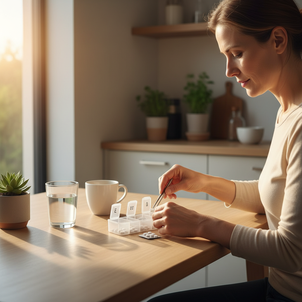 Daily Suboxone routine at home with films organized for a smooth transition from Sublocade to Suboxone