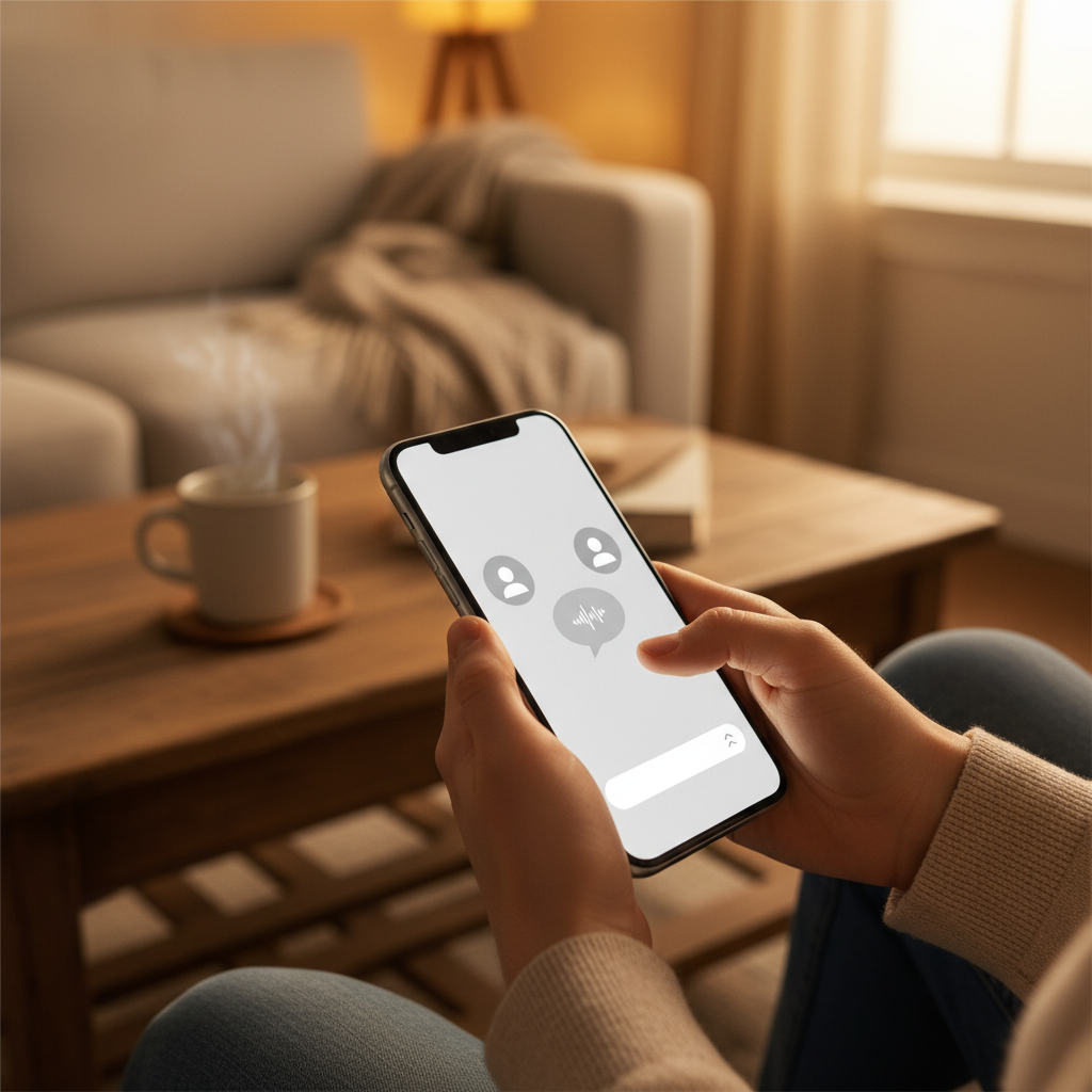 Using a real estate mobile app to message a verified buyer on Houseup, avoiding real estate commission fees