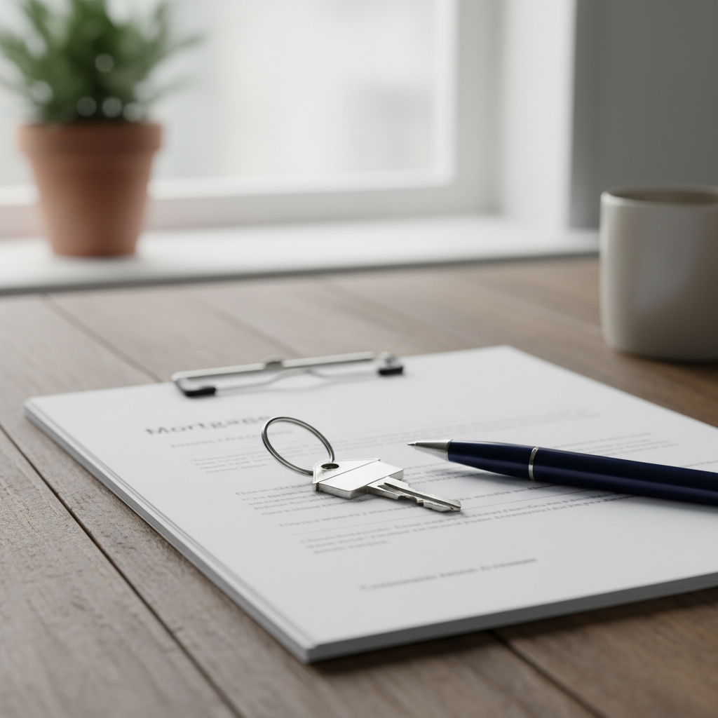 Mortgage pre-approval close-up with keys and pen for first-time home buyer Toronto checklist