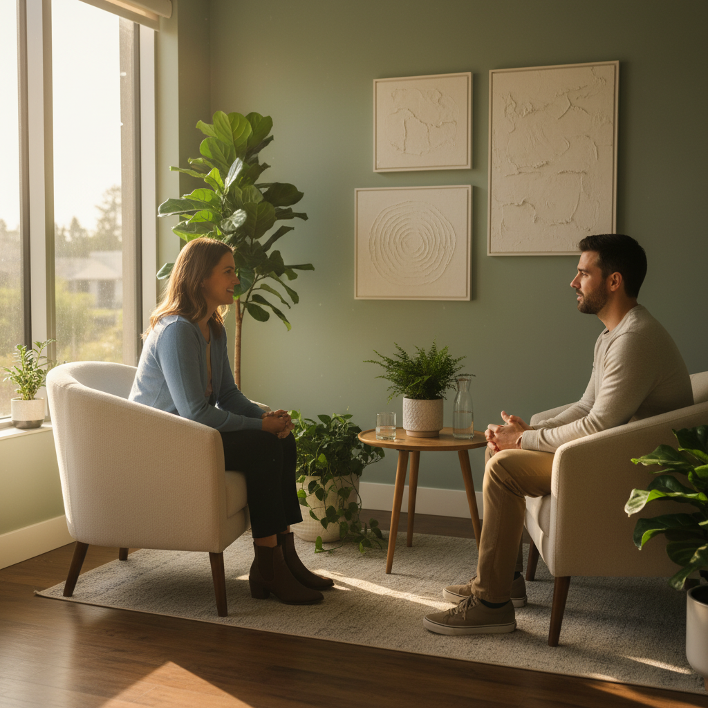 Private counseling session supporting recovery in an Ontario methadone care clinic