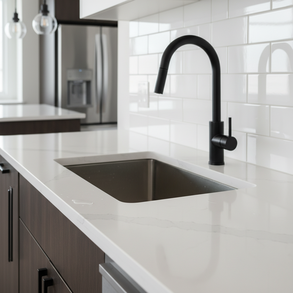 Close-up of modern Edmonton kitchen finishes, useful for home buyers comparing property features in Edmonton real estate