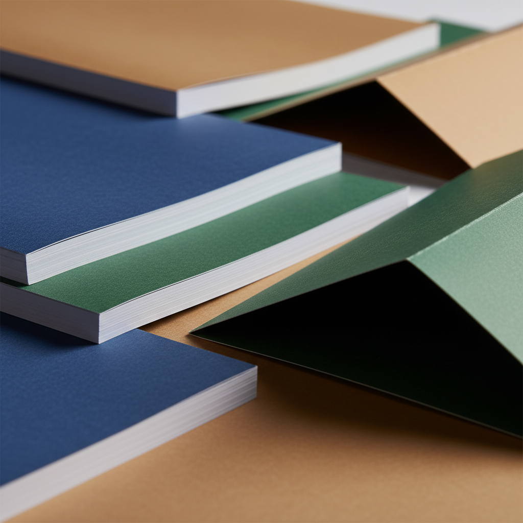 Close-up of premium flyer and brochure paper with folds and rich color for real estate listings