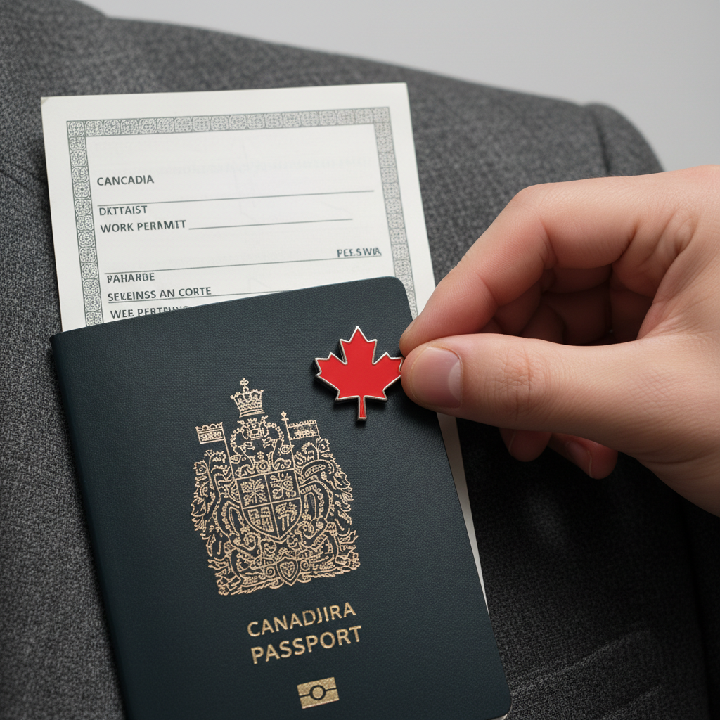 Close-up visual of Canada work permit and passport illustrating study visa vs work permit Canada documentation details