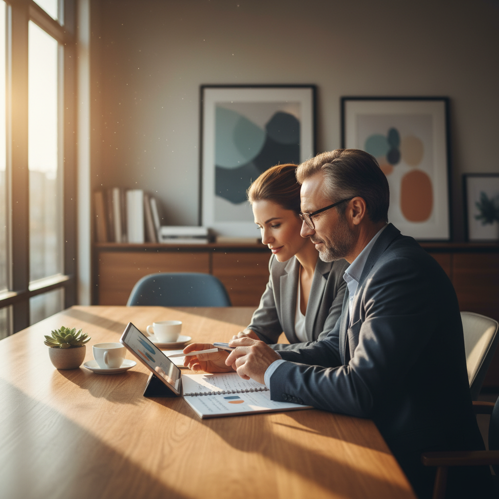 Small business owner meeting a professional tax advisor in Parramatta to plan BAS and year-end reporting