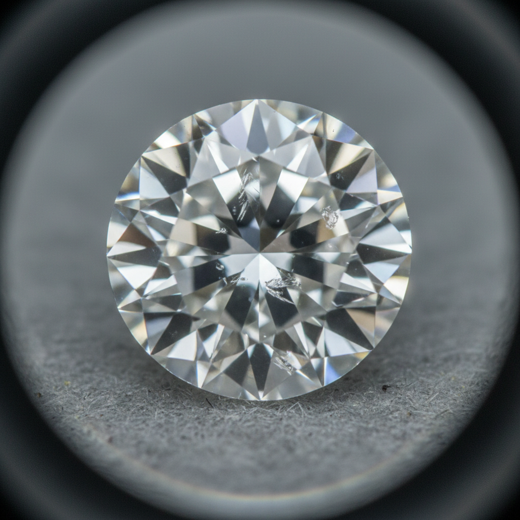 Macro detail of a faceted gemstone under a jeweler’s loupe showing inclusions, aiding gemstone recommendation cost factors assessment