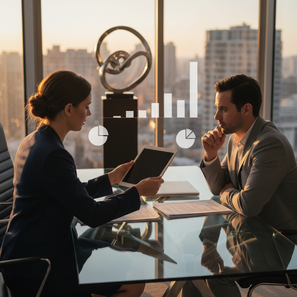 Mortgage broker discussing options with a client, illustrating how to compare mortgage interest rates today across variable, fixed, and split loans