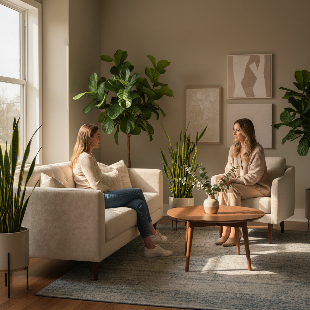 Private counseling room supporting judgment-free methadone care and mental health in Ontario clinic