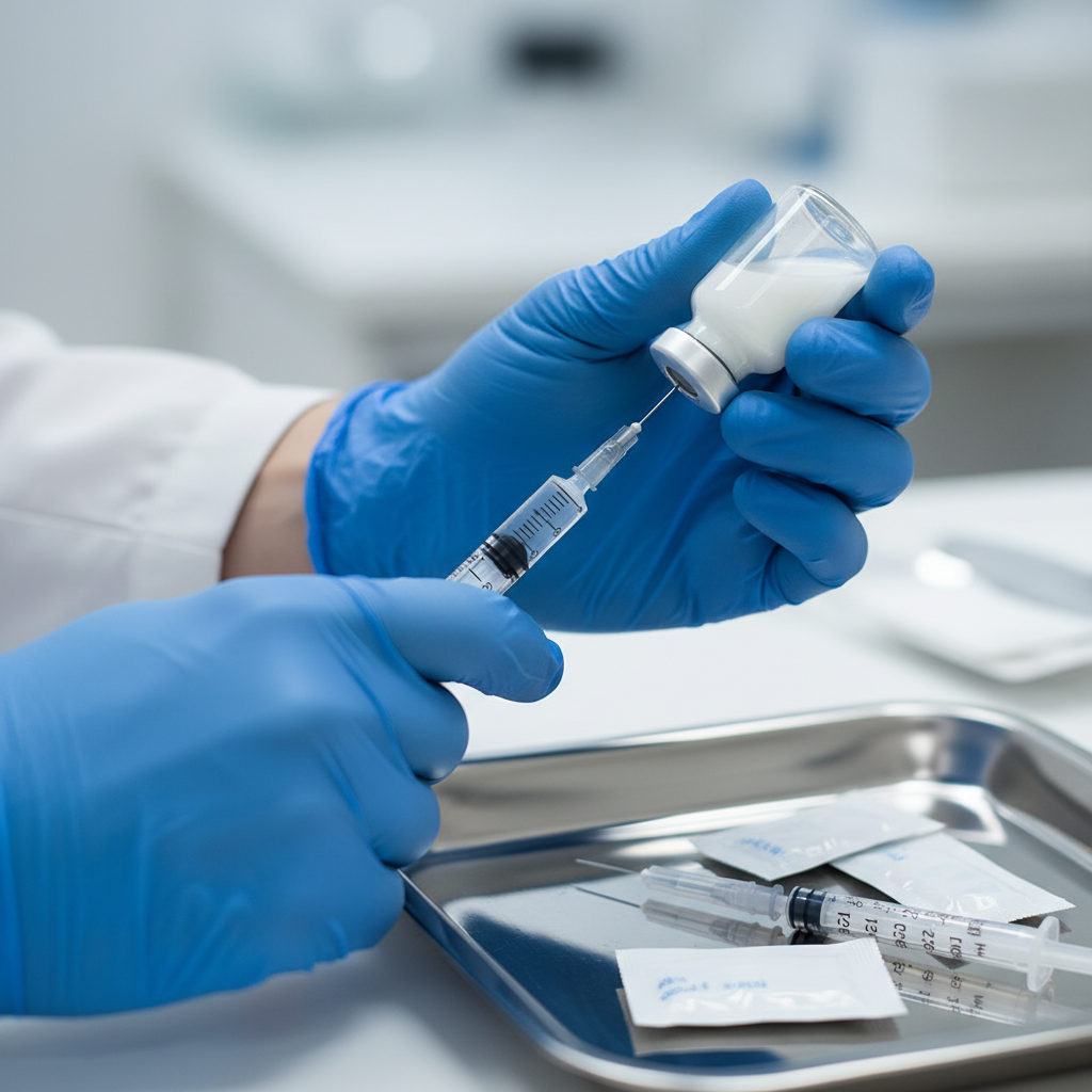 Clinician preparing Sublocade long-acting injection on a tray – close-up detail supporting Sublocade doctors workflow