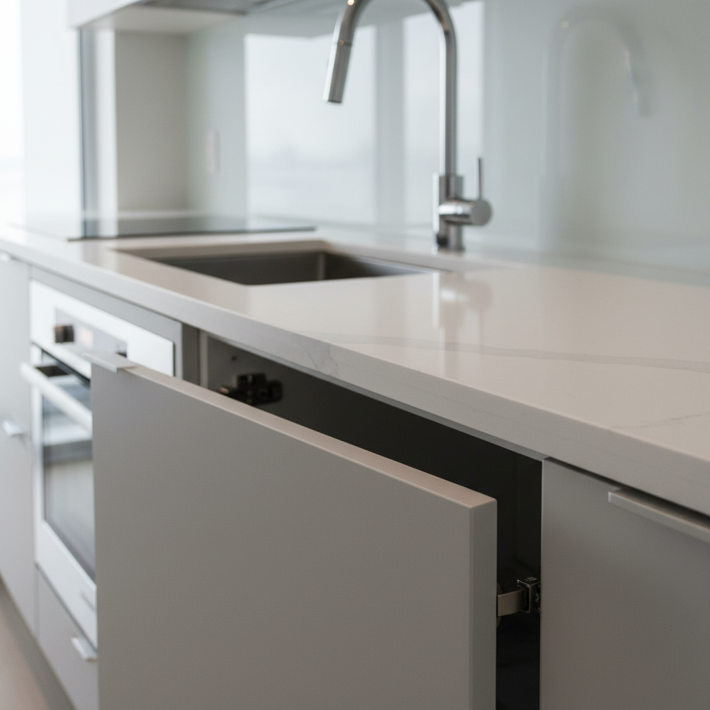 Close-up of modern condo kitchen fixtures and finishes to check when avoiding condo buying mistakes in Brampton