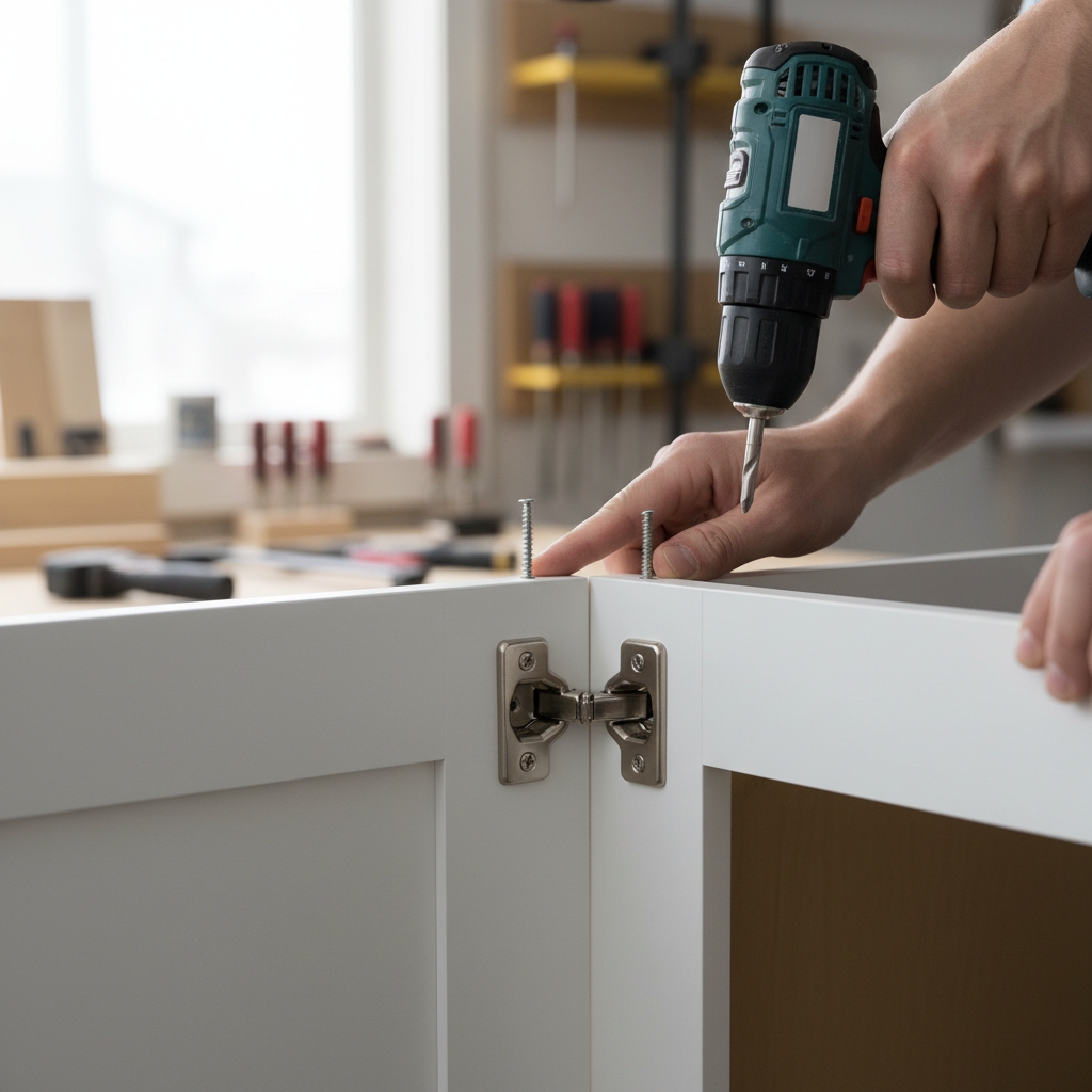 Home Renovation: Save Money and Stress Less in 2026 1 Close-up cabinet hinge installation during home renovation showing Altima’s craftsmanship in custom kitchens