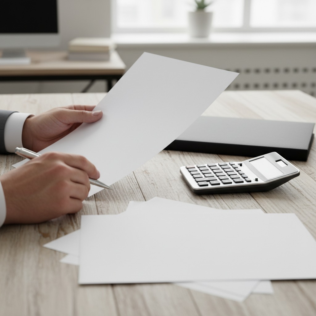 Close-up of business insurance paperwork and calculator for Ontario liability coverage review