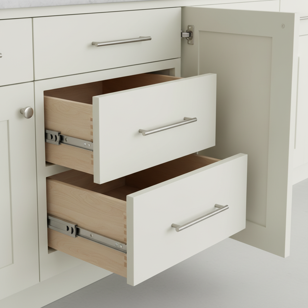 Kitchen Remodels: Cut Stress & Get a Space You Love 2026 1 Close-up craftsmanship detail of soft-close dovetail drawers and concealed hinges in an Altima Kitchens GTA remodel, showing before-and-after quality upgrades