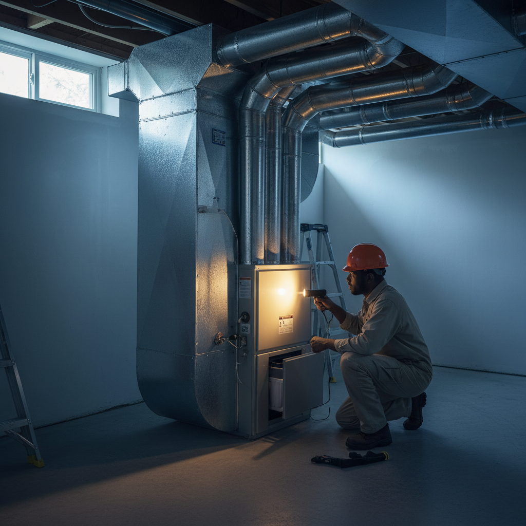 HVAC inspection during a GTA home evaluation, showing furnace and ductwork review that affects inspection rate