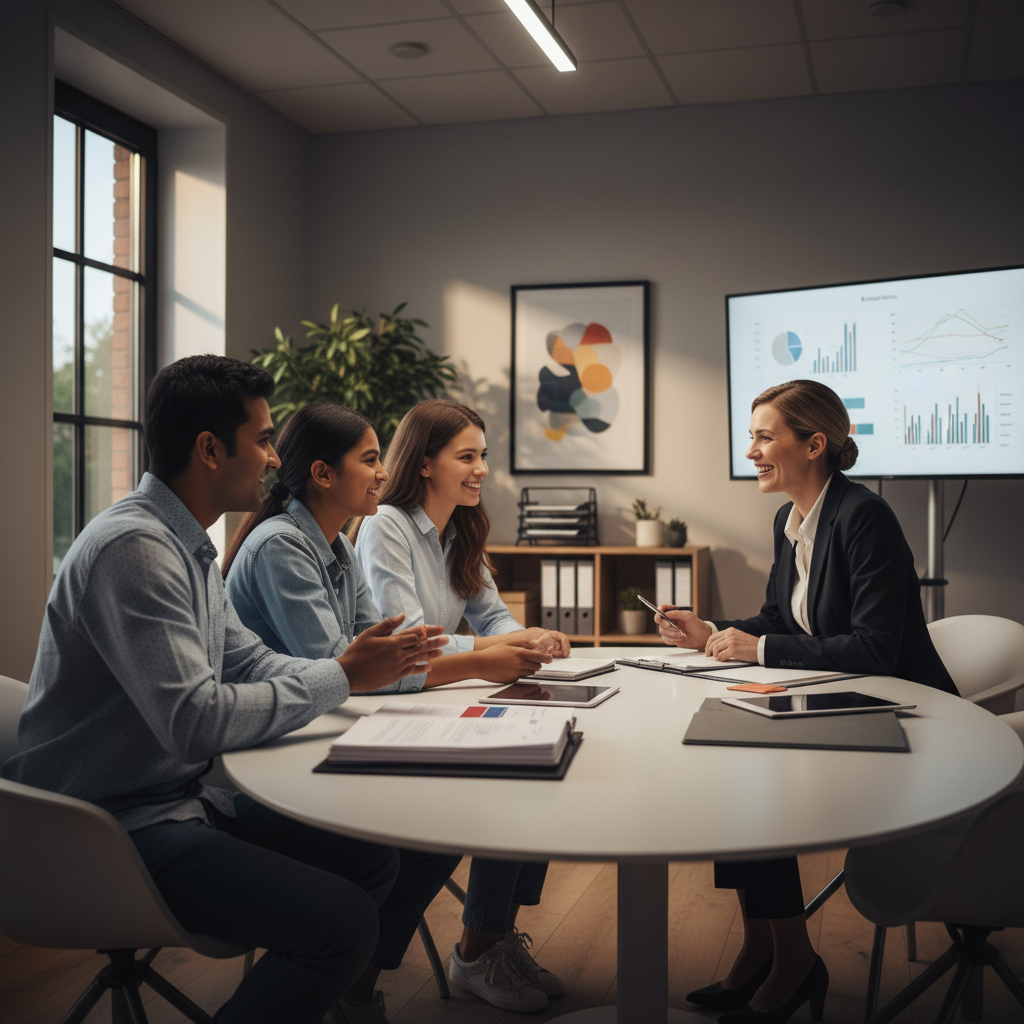 Family meeting an RCIC immigration consultant in Mississauga for Express Entry and FSW planning
