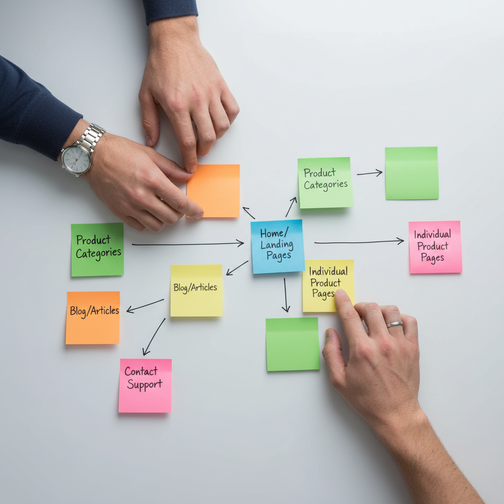 Close-up planning of internal linking and topic clusters to improve Google ranking